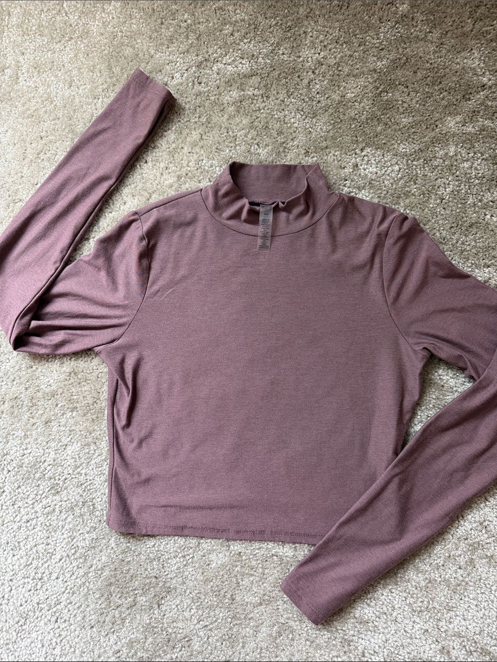 Beyond Yoga Mauve Dusty Rose Mock Neck Long-Sleeve Crop Top